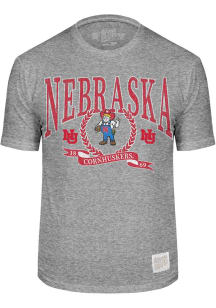 Nebraska Cornhuskers Grey Original Retro Brand Ribbon Mascot Short Sleeve Fashion T Shirt