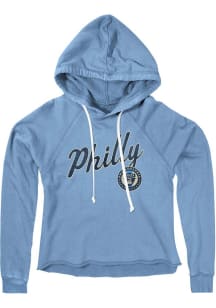 Original Retro Brand Philadelphia Union Womens Light Blue Crop Hooded Sweatshirt