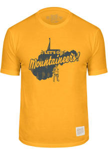 Original Retro Brand West Virginia Mountaineers Gold State Shape Short Sleeve Fashion T Shirt