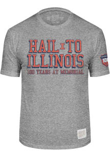 Illinois Fighting Illini Grey Original Retro Brand Memorial Stadium Short Sleeve T Shirt