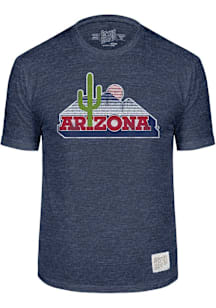 Original Retro Brand Arizona Wildcats Navy Blue Cactus Landscape Short Sleeve Fashion T Shirt