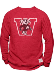 Original Retro Brand Wisconsin Badgers Mens Red Big Logo Long Sleeve Fashion Sweatshirt