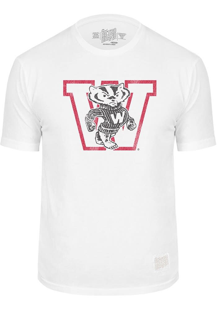 Original Retro Brand White Wisconsin Badgers Big Logo Short