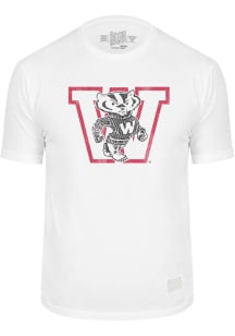 Wisconsin Badgers White Original Retro Brand Big Logo Short Sleeve Fashion T Shirt