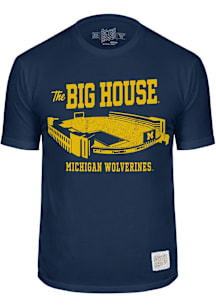 Original Retro Brand Michigan Wolverines Blue Football Big House Short Sleeve Fashion T Shirt