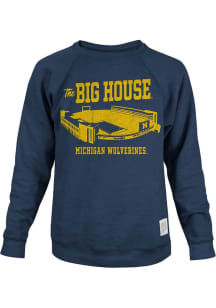 Mens Michigan Wolverines Navy Blue Original Retro Brand Football Big House Fashion Sweatshirt