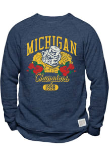 Mens Michigan Wolverines Navy Blue Original Retro Brand Football 1998 Rose Bowl Champions Fashio..