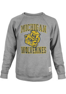 Mens Michigan Wolverines Grey Original Retro Brand Oversized Vintage Number One Fashion Sweatshi..