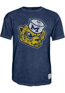 Michigan Wolverines Navy Blue Original Retro Brand Vintage Logo Short Sleeve Fashion T Shirt