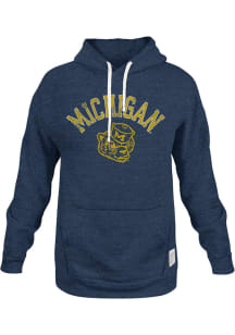 Mens Michigan Wolverines Navy Blue Original Retro Brand Vintage Arch Mascot Long Sleeve Fashion ..