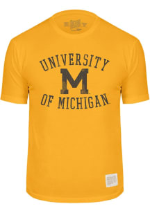 Michigan Wolverines Gold Original Retro Brand Number One Vintage M Short Sleeve Fashion T Shirt