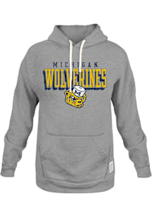 Original Retro Brand Michigan Wolverines Mens Charcoal Vintage Logo Fashion Hood
