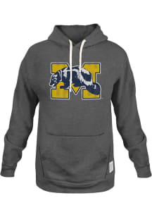 Mens Michigan Wolverines Charcoal Original Retro Brand Vintage Logo Style Long Sleeve Fashion Hood