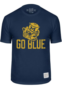 Michigan Wolverines Navy Blue Original Retro Brand Vintage Logo Go Blue Short Sleeve Fashion T S..