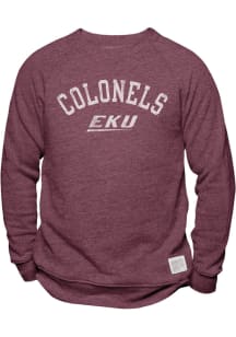 Original Retro Brand Eastern Kentucky Colonels Mens Maroon Crew Long Sleeve Crew Sweatshirt