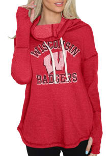 Womens Wisconsin Badgers Red Original Retro Brand Fleece Hooded Sweatshirt