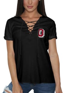 Ohio State Buckeyes Black Original Retro Brand Lace Up Front Short Sleeve T-Shirt