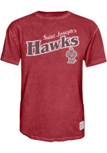 Original Retro Brand Saint Josephs Hawks Crimson Oil Wash Short Sleeve Fashion T Shirt