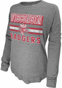 Womens Wisconsin Badgers Grey Original Retro Brand Haachi Crew Crew Sweatshirt