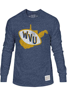 Original Retro Brand West Virginia Mountaineers Navy Blue Triblend Long Sleeve Fashion T Shirt