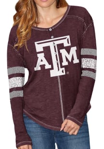 Original Retro Brand Texas A&amp;M Aggies Womens Maroon Henley LS Tee