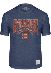 Original Retro Brand Syracuse Orange Navy Blue Arch Name and Logo Short Sleeve Fashion T Shirt