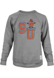 Original Retro Brand Syracuse Orange Mens Grey Block Letter and Mascot Long Sleeve Fashion Sweat..