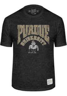 Purdue Boilermakers Black Original Retro Brand Arch Name and Logo Short Sleeve Fashion T Shirt