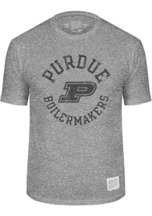 Purdue Boilermakers Grey Original Retro Brand Circle Name and Logo Short Sleeve Fashion T Shirt