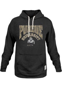 Mens Purdue Boilermakers Black Original Retro Brand Arch Name and Logo Hooded Sweatshirt