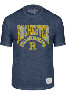 Original Retro Brand Rochester Yellowjackets Navy Blue Arch Name and Logo Short Sleeve Fashion T..