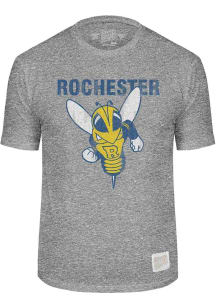 Original Retro Brand Rochester Yellowjackets Grey Block Letter and Mascot Short Sleeve Fashion T..