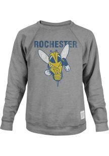 Original Retro Brand Rochester Yellowjackets Mens Grey Block Letter and Mascot Long Sleeve Fashi..