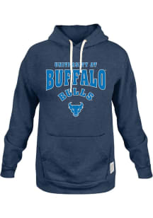 Original Retro Brand Buffalo Bulls Mens Navy Blue Arch Name and Logo Long Sleeve Hoodie