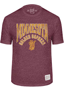 Original Retro Brand Minnesota Golden Gophers Maroon Arch Name and Logo Short Sleeve Fashion T Shi..