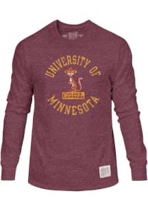 Mens Minnesota Golden Gophers Maroon Original Retro Brand Circle Name and Logo Long Sleeve Fashi..