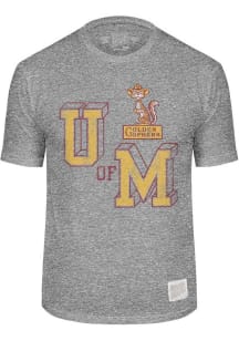 Minnesota Golden Gophers Grey Original Retro Brand Block Letter and Mascot Short Sleeve Fashion T..