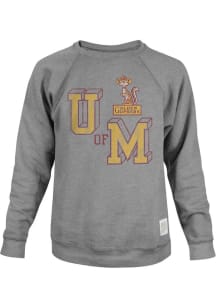 Mens Minnesota Golden Gophers Grey Original Retro Brand Block Letter and Mascot Fashion Sweatshi..