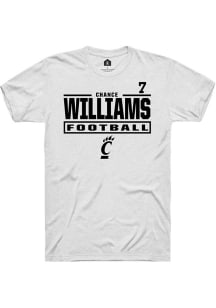 Chance Williams Rally Mens White Cincinnati Bearcats NIL Stacked Box Player T Shirt