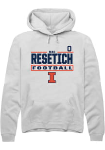 Mac Resetich Rally Mens White Illinois Fighting Illini NIL Stacked Box Player Hood