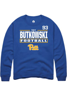 Trey Butkowski Rally Mens Blue Pitt Panthers NIL Stacked Box Player Crew
