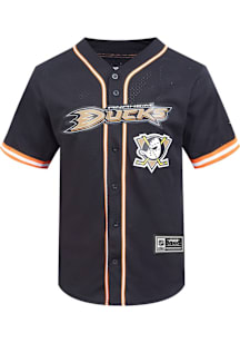 Pro Standard Anaheim Ducks Black Mesh Button Up Short Sleeve T Shirt