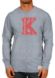 Original Retro Brand Kansas Jayhawks Grey Big K Long Sleeve Fashion T Shirt
