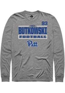 Trey Butkowski Mens Graphite Pitt Panthers NIL Stacked Box Long Sleeve Player T Shirt