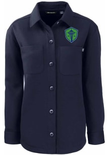 Cutter and Buck Seattle Sounders FC Womens Navy Blue Roam Shirt Light Weight Jacket