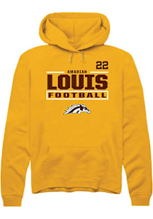 Amarian Louis Western Michigan Broncos Mens Gold Football NIL Stacked Box Player Hood