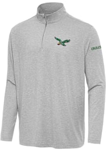 Antigua Philadelphia Eagles Mens Grey Hunk Retro Script Long Sleeve Qtr Zip Pullover