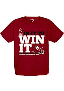 Blue 84 Oklahoma Sooners Youth Crimson 2025 College Football Playoff Bound Short Sleeve T-Shirt