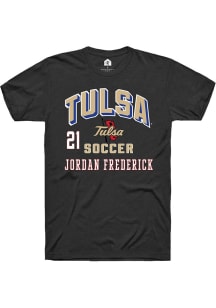 jordan frederick Rally Mens Black Tulsa Golden Hurricane NIL Arch Logo Player T Shirt