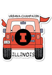 Orange Illinois Fighting Illini 3.5&quot; Jeep Rugged Stickers